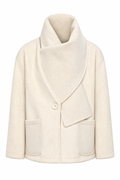 Athena Scarf Detail Wool Coat – Ecru