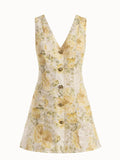 YELLOW MEADOW ÇİÇEKLİ KETEN MİNİ ELBİSE