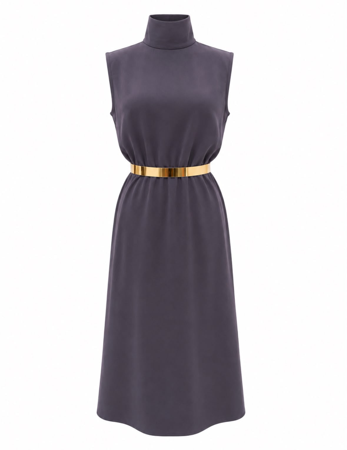 GRİ GOLD KEMERLİ ELBİSE
