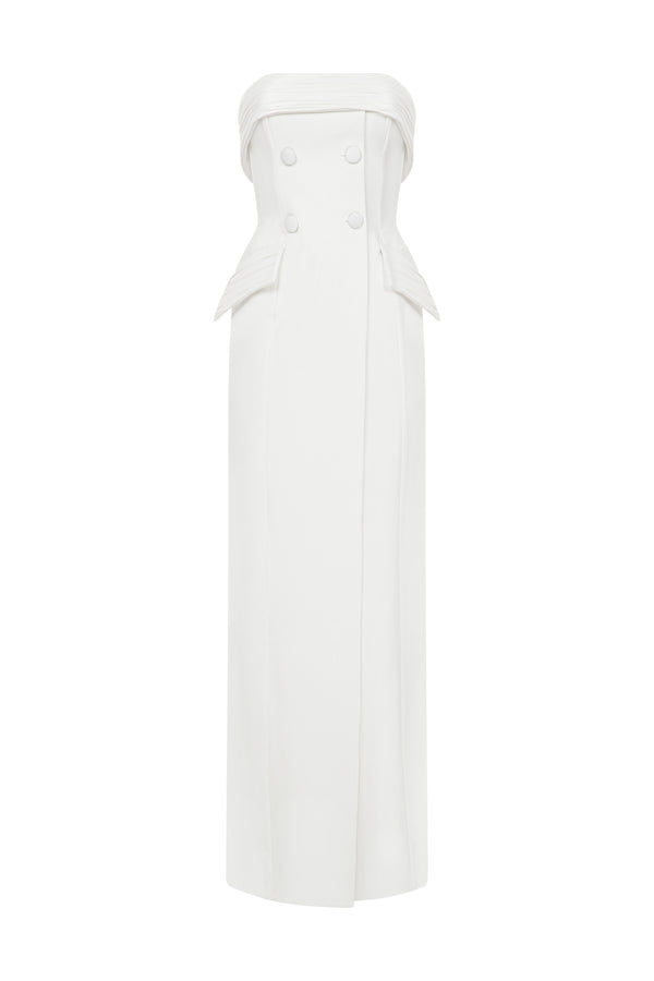 GLORİA STRAPLESS WRAP EFFECT MAXİ DRESS