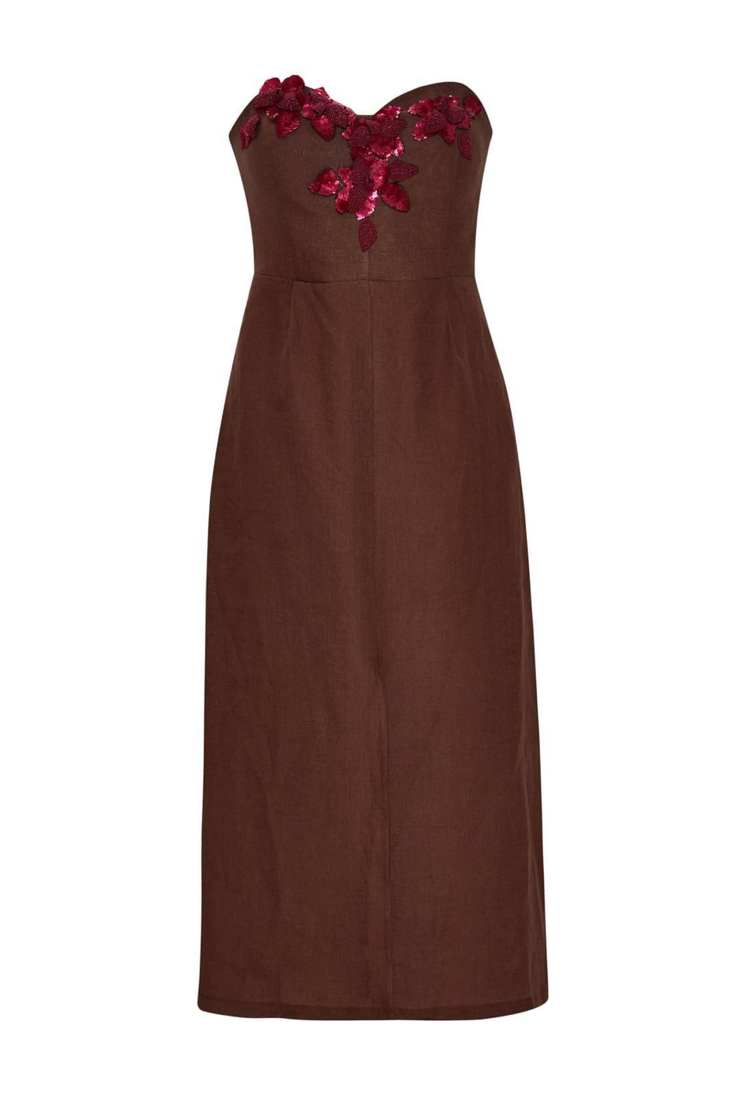 VELORA EMBELLİSHED STRAPLESS MİDİ DRESS