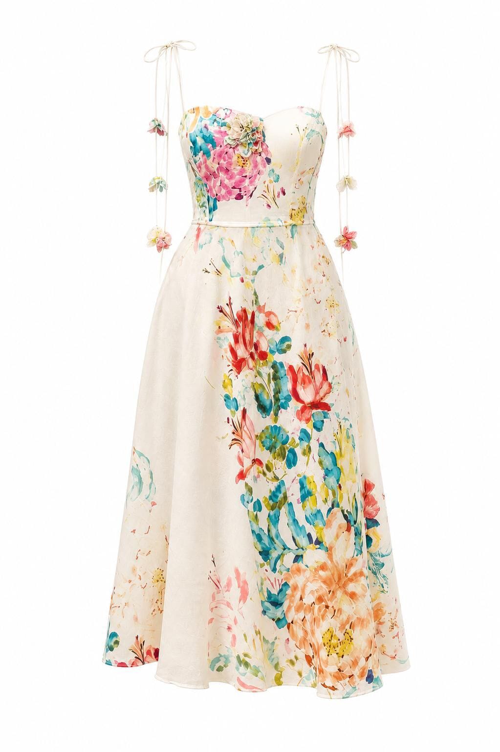 AMALFİ FLORAL DRESS İN WHİTE