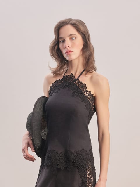 MİDNİGHT BLOOM NAKIŞLI TOP