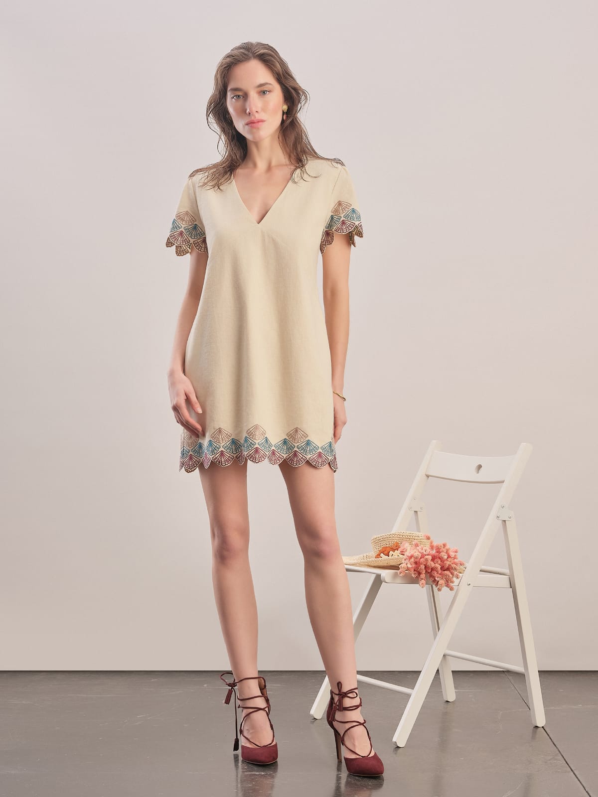 OYSTER NAKIŞLI MİNİ ELBİSE