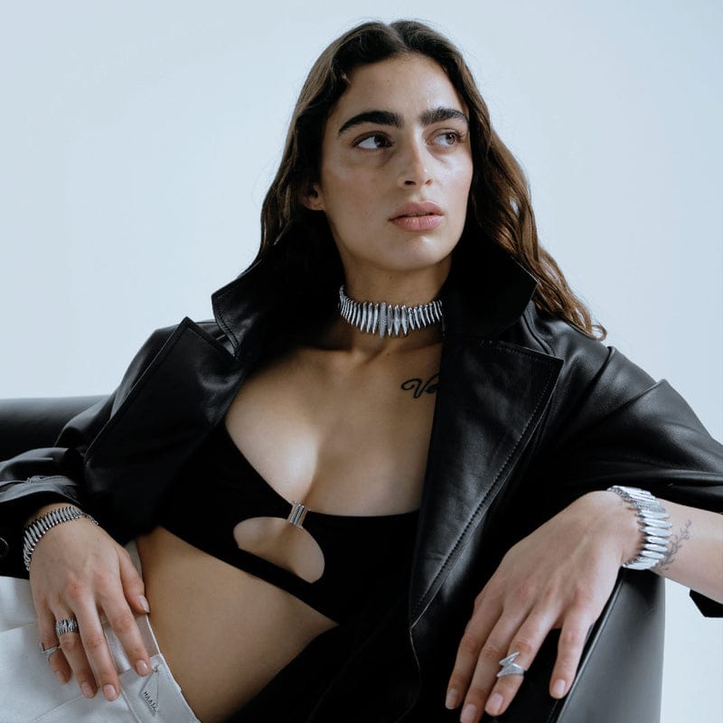 SAHRA SILVER CUFF NECKLACE