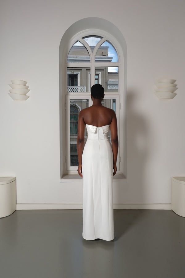 GLORİA STRAPLESS WRAP EFFECT MAXİ DRESS