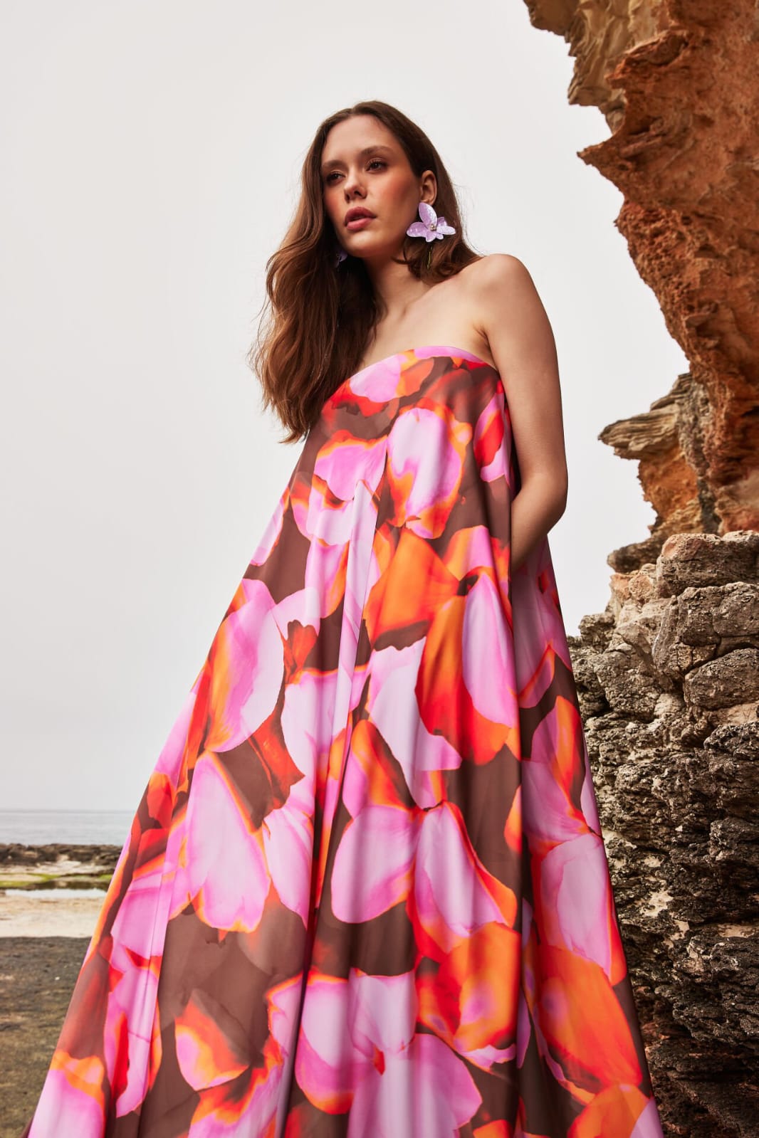 LEORA FLORAL PRİNT MAXİ DRESS