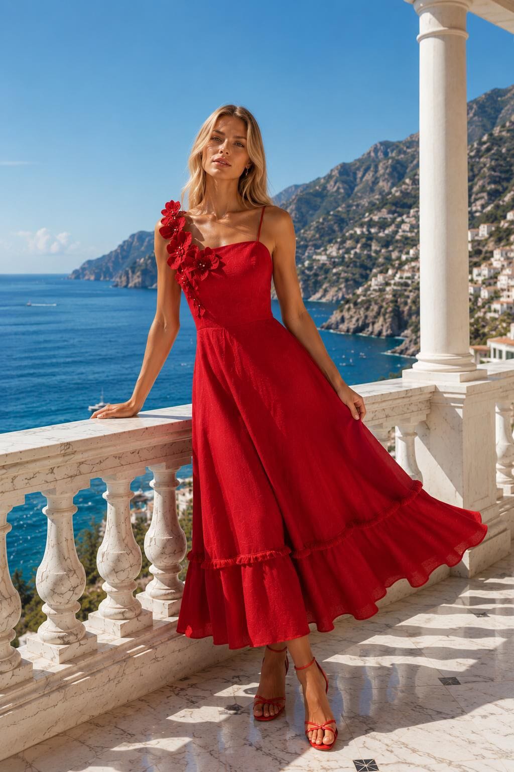 ORALİA FLEUR DRESS İN RED